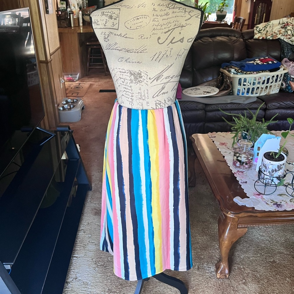 Lane Bryant Skirt Womens 16 18 Multicolor Stripes Lightweight Coastal.